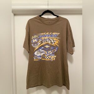 Oversized Van Halen Graphic Racing Tee 84 Size XL 100% Cotton band tee brown